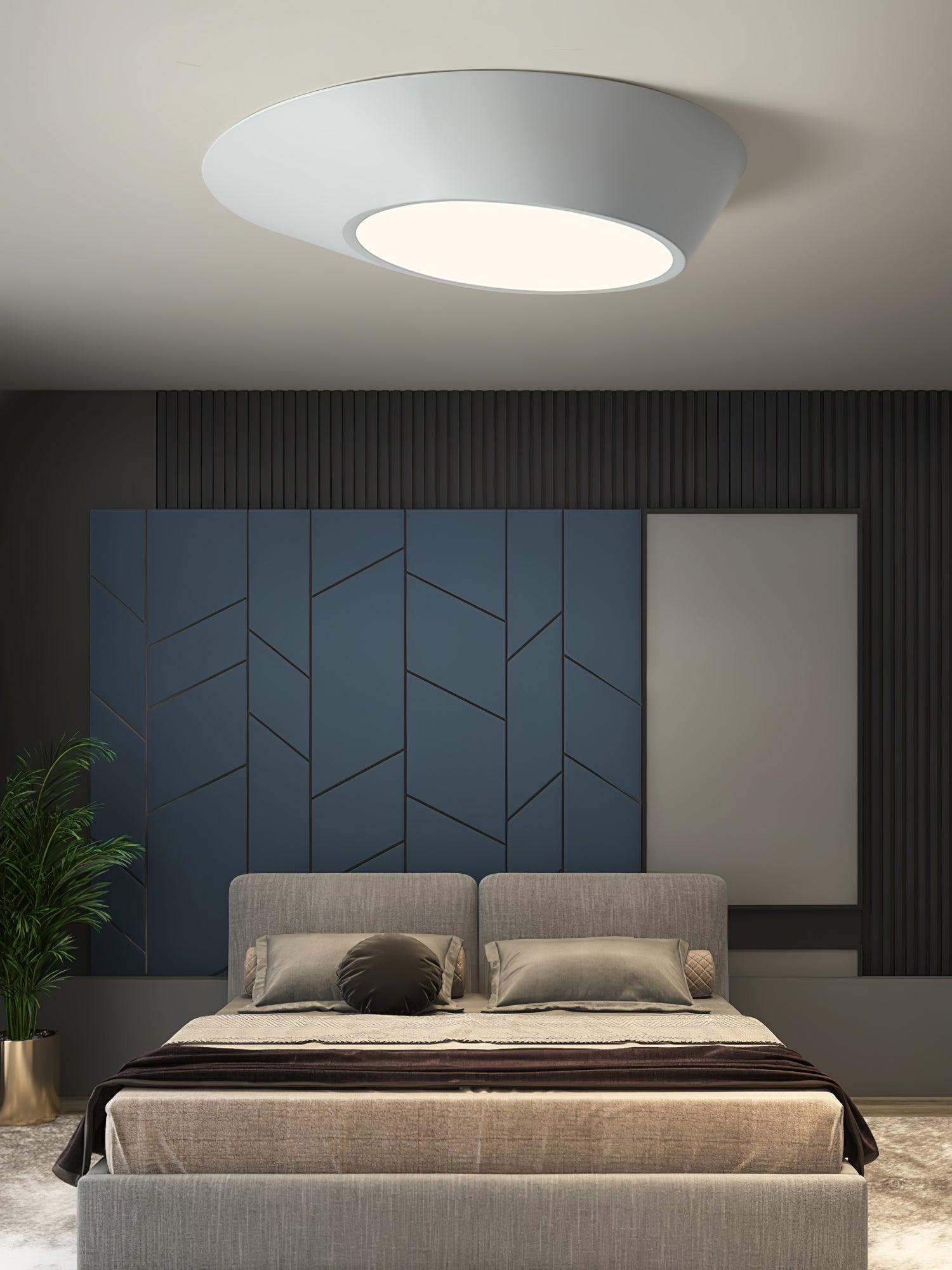 Modern Angled LED Flush Mount Ceiling Light with Geometric Inclined Design