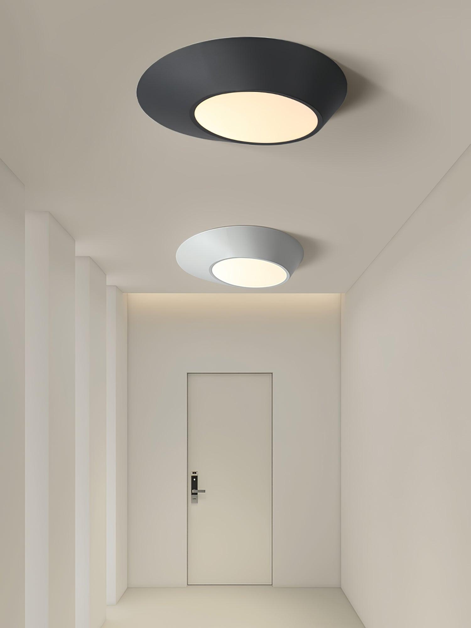 Modern Angled LED Flush Mount Ceiling Light with Geometric Inclined Design