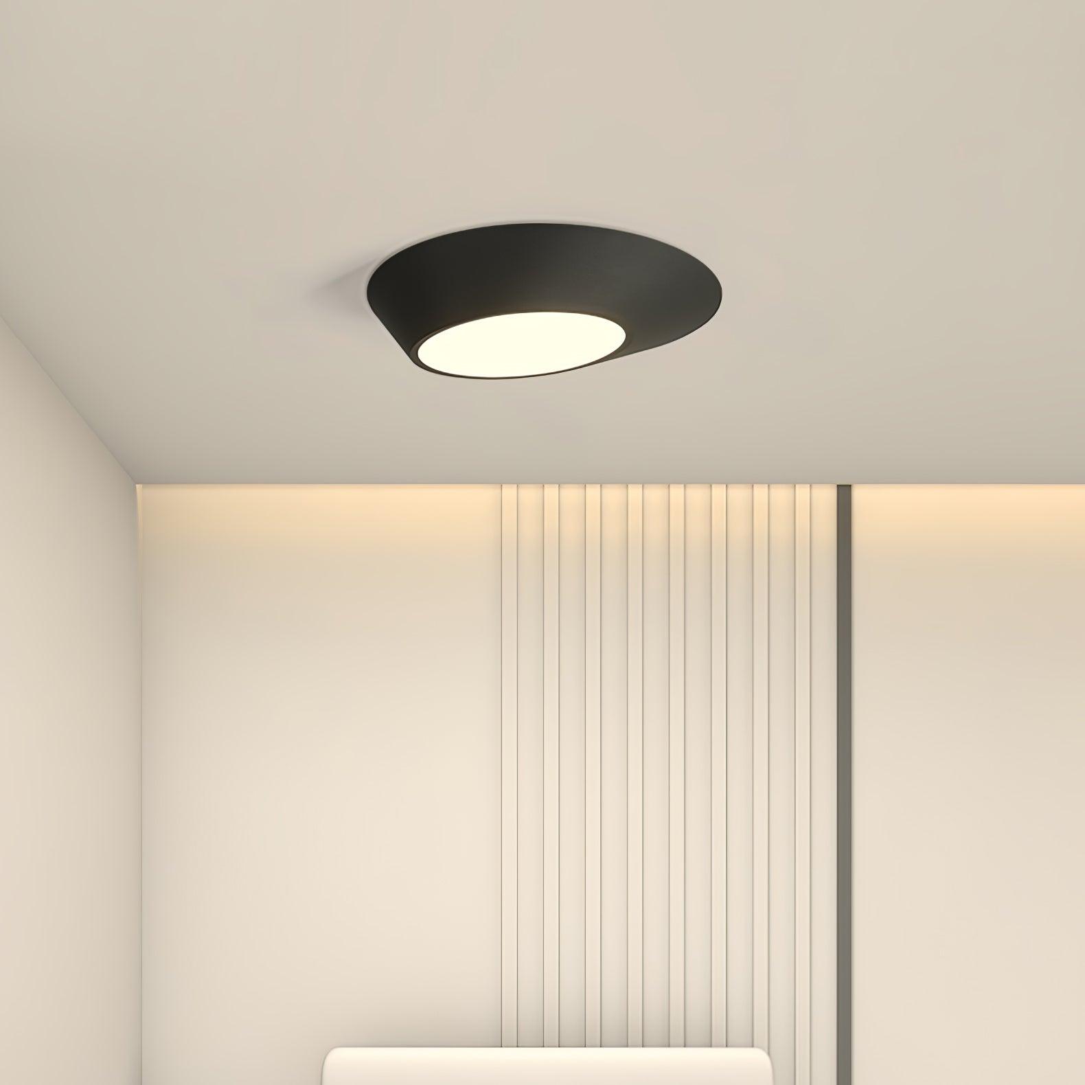 Modern Angled LED Flush Mount Ceiling Light with Geometric Inclined Design