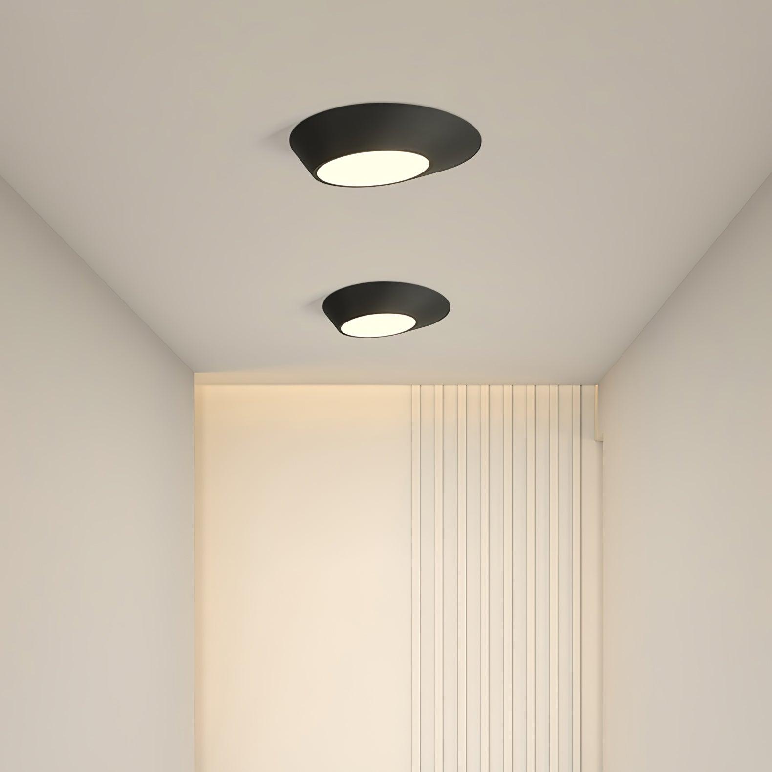 Modern Angled LED Flush Mount Ceiling Light with Geometric Inclined Design