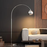 Modern Angler Chrome Floor Lamp with Adjustable Telescopic Arm and Metal Uplight for Living Room