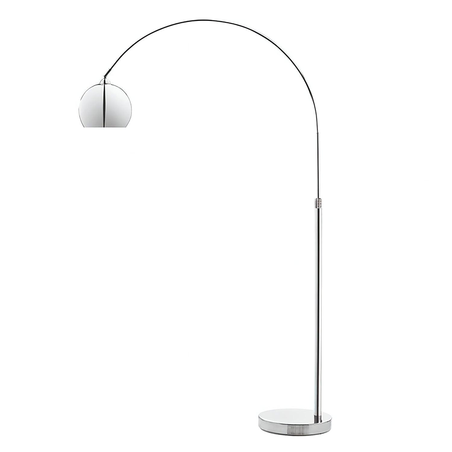 Modern Angler Chrome Floor Lamp with Adjustable Telescopic Arm and Metal Uplight for Living Room