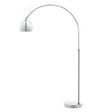 Modern Angler Chrome Floor Lamp with Adjustable Telescopic Arm and Metal Uplight for Living Room