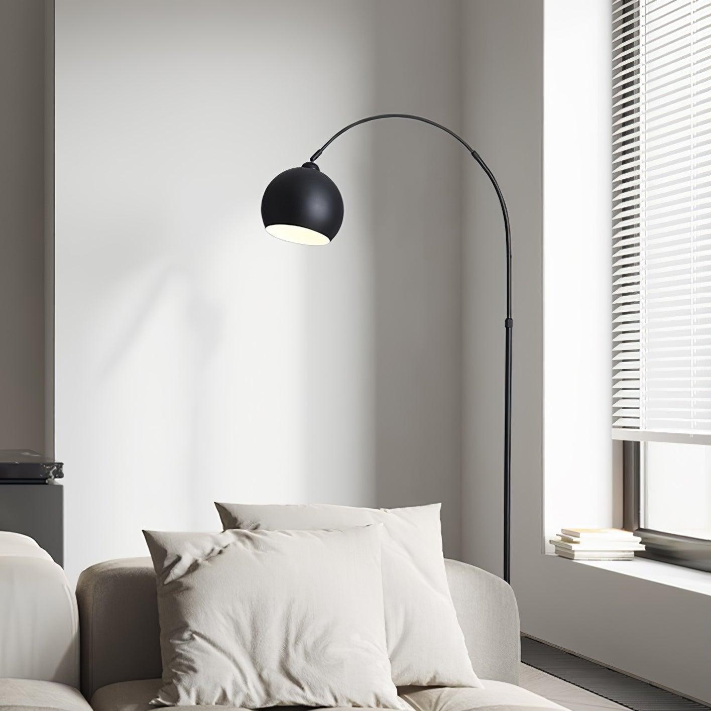 Modern Angler Chrome Floor Lamp with Adjustable Telescopic Arm and Metal Uplight for Living Room