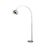 Modern Angler Chrome Floor Lamp with Adjustable Telescopic Arm and Metal Uplight for Living Room