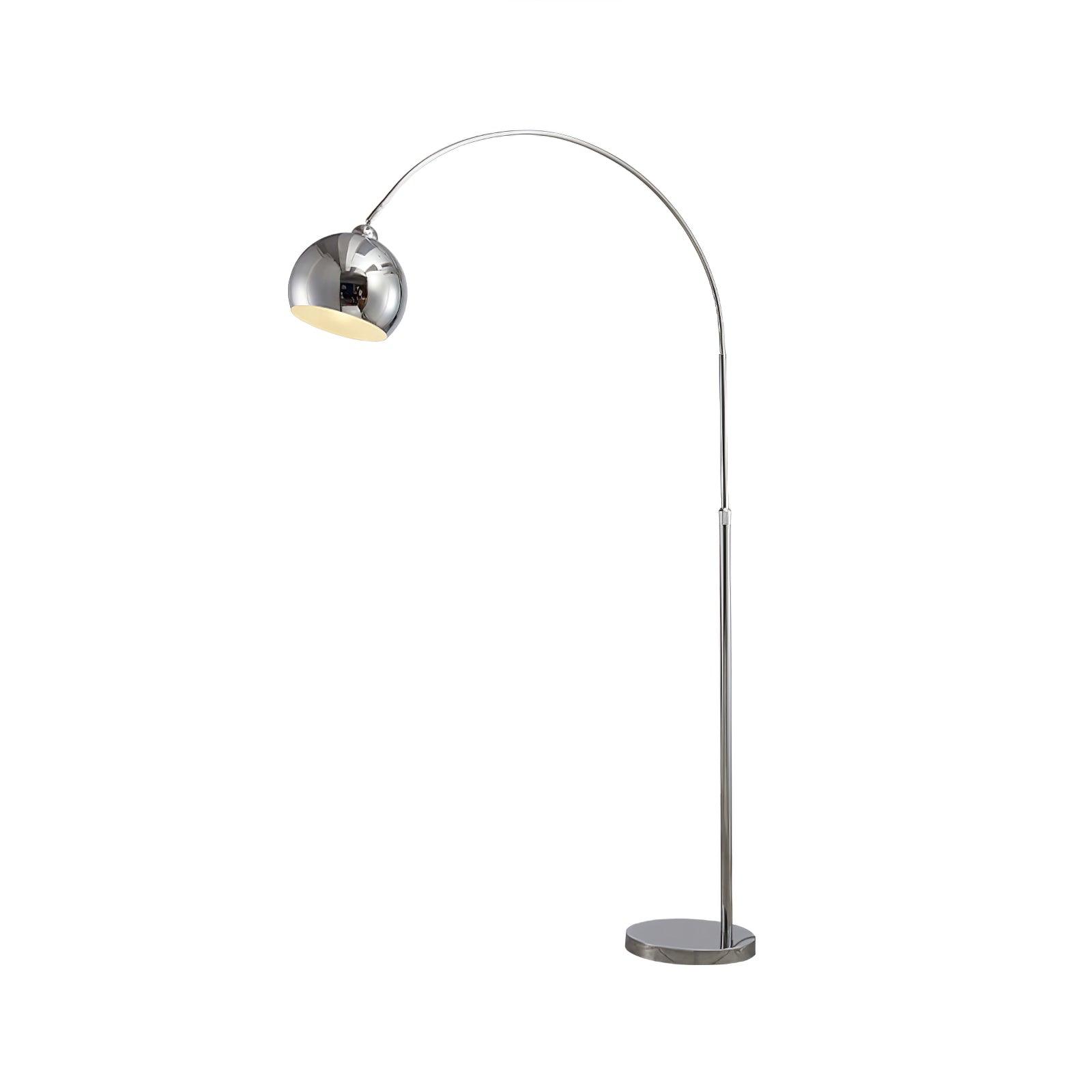 Modern Angler Chrome Floor Lamp with Adjustable Telescopic Arm and Metal Uplight for Living Room