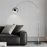 Modern Angler Chrome Floor Lamp with Adjustable Telescopic Arm and Metal Uplight for Living Room
