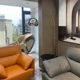 Modern Angler Chrome Floor Lamp with Adjustable Telescopic Arm and Metal Uplight for Living Room