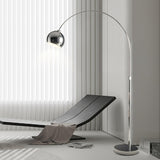 Modern Angler Chrome Floor Lamp with Adjustable Telescopic Arm and Metal Uplight for Living Room