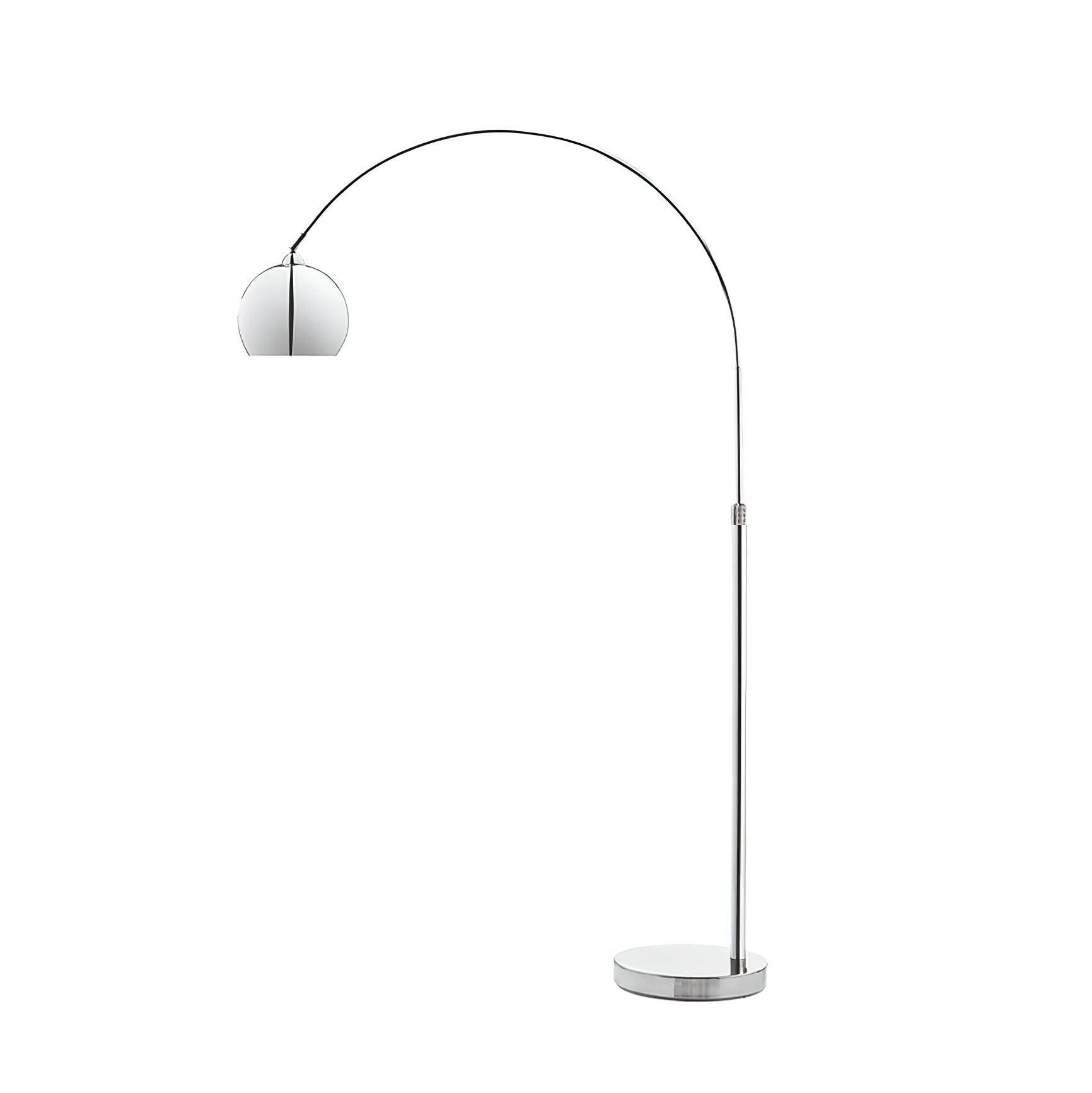 Modern Angler Chrome Floor Lamp with Adjustable Telescopic Arm and Metal Uplight for Living Room
