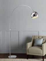 Modern Angler Chrome Floor Lamp with Adjustable Telescopic Arm and Metal Uplight for Living Room