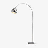Modern Angler Chrome Floor Lamp with Adjustable Telescopic Arm and Metal Uplight for Living Room