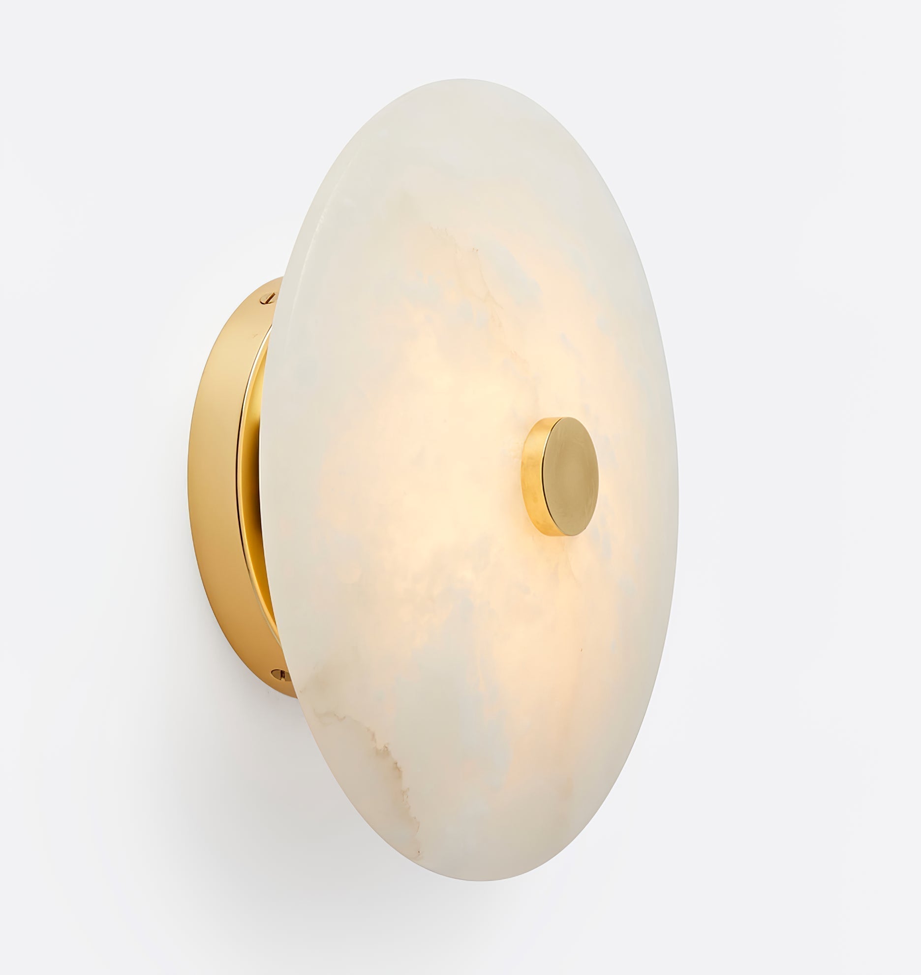 Modern Alabaster Flush Mount Ceiling Light with Brass Accents and Handcrafted Stone Shade