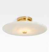 Modern Alabaster Flush Mount Ceiling Light with Brass Accents and Handcrafted Stone Shade
