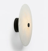 Modern Alabaster Flush Mount Ceiling Light with Brass Accents and Handcrafted Stone Shade