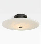Modern Alabaster Flush Mount Ceiling Light with Brass Accents and Handcrafted Stone Shade