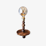 Modern Walnut Wood and Glass Love Table Lamp for Bedside and Reading