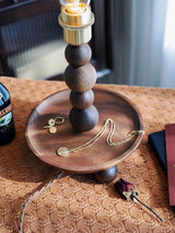 Modern Walnut Wood and Glass Love Table Lamp for Bedside and Reading
