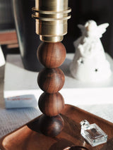 Modern Walnut Wood and Glass Love Table Lamp for Bedside and Reading