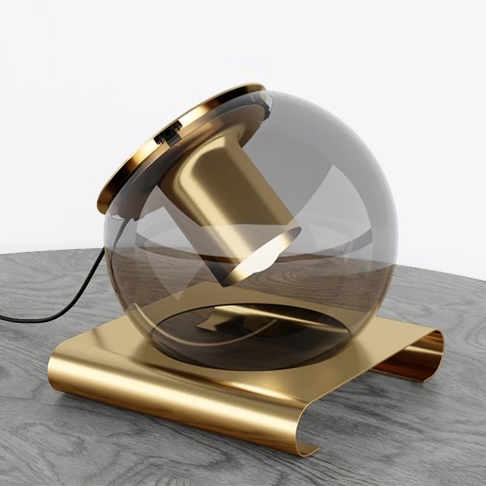 Modern Glass Globe Table Lamp with Gold Metal Base for Bedside Lighting