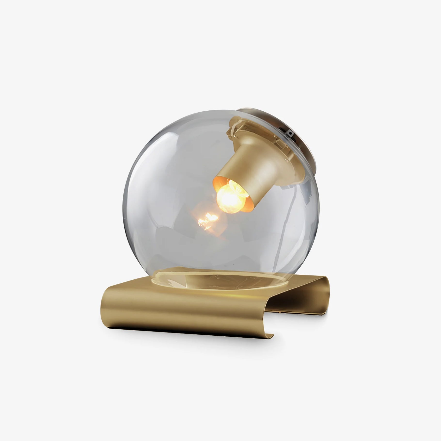 Modern Glass Globe Table Lamp with Gold Metal Base for Bedside Lighting