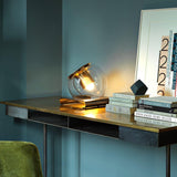 Modern Glass Globe Table Lamp with Gold Metal Base for Bedside Lighting