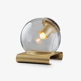 Modern Glass Globe Table Lamp with Gold Metal Base for Bedside Lighting