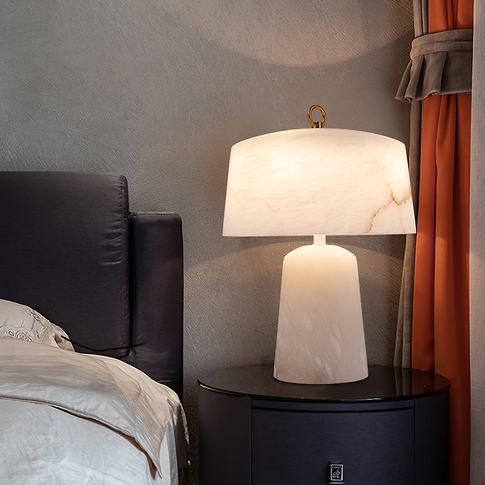 Vintage Marble and Brass Table Lamp for Luxury Bedside and Living Room Lighting