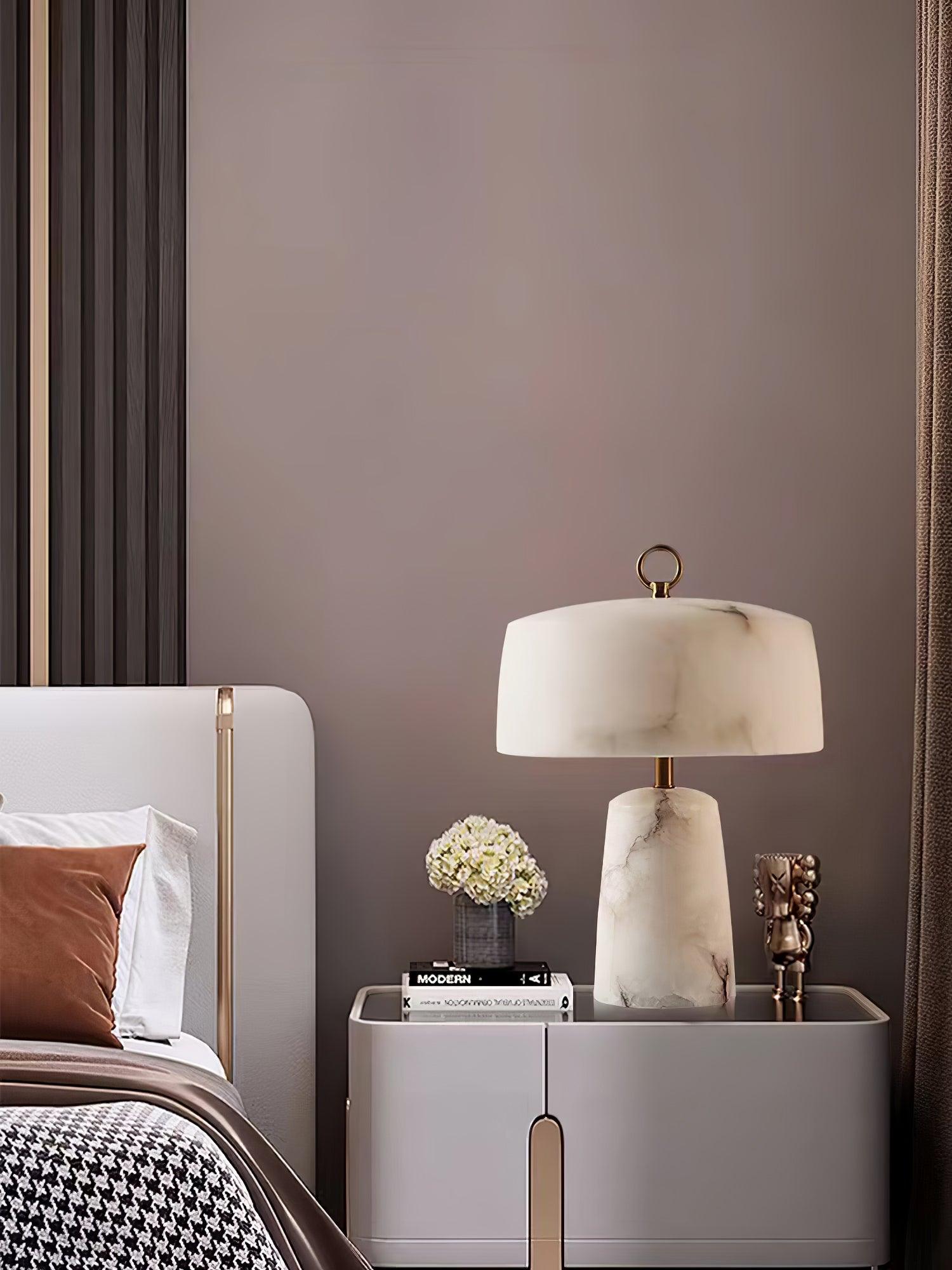 Vintage Marble and Brass Table Lamp for Luxury Bedside and Living Room Lighting