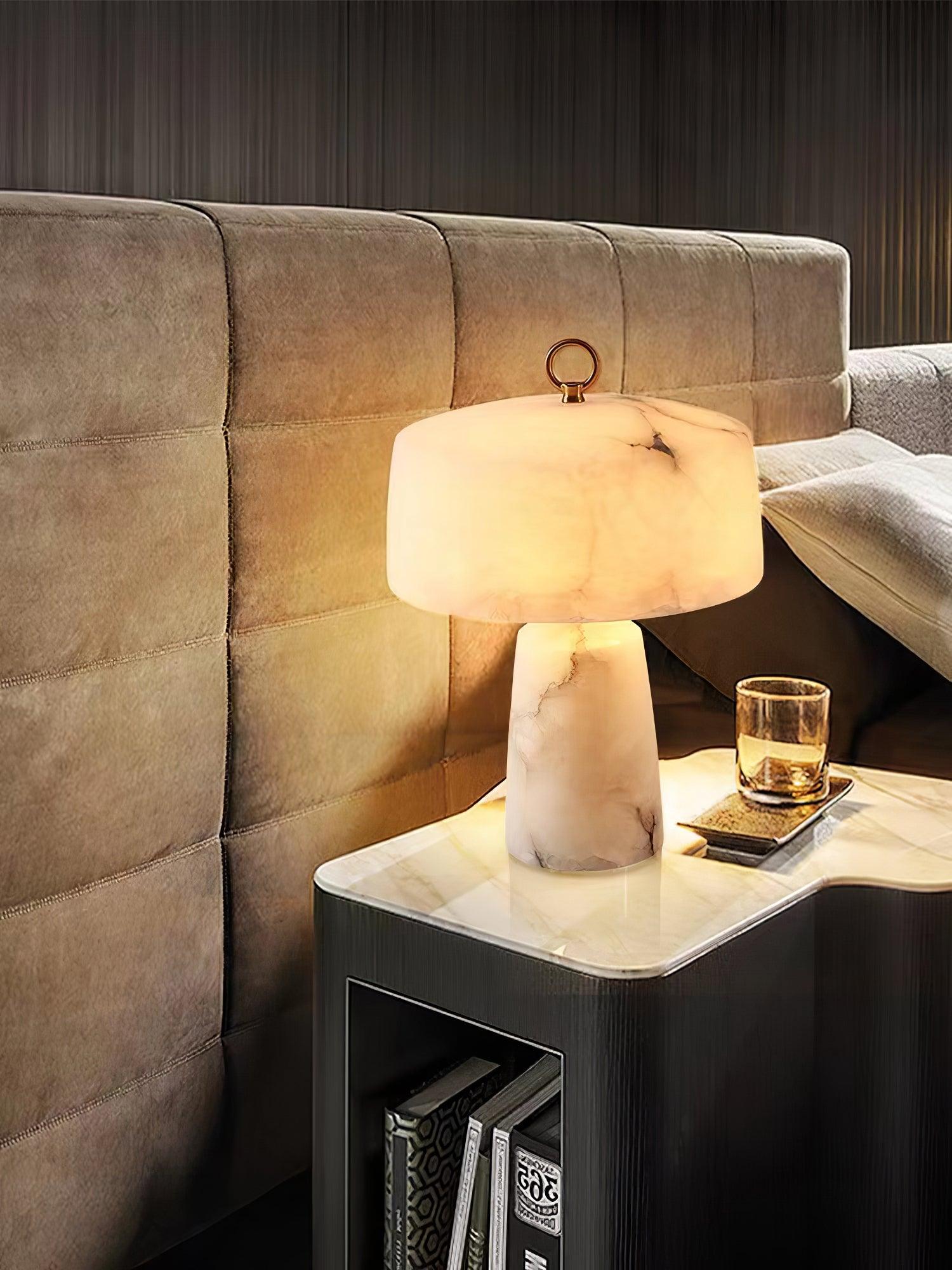 Vintage Marble and Brass Table Lamp for Luxury Bedside and Living Room Lighting