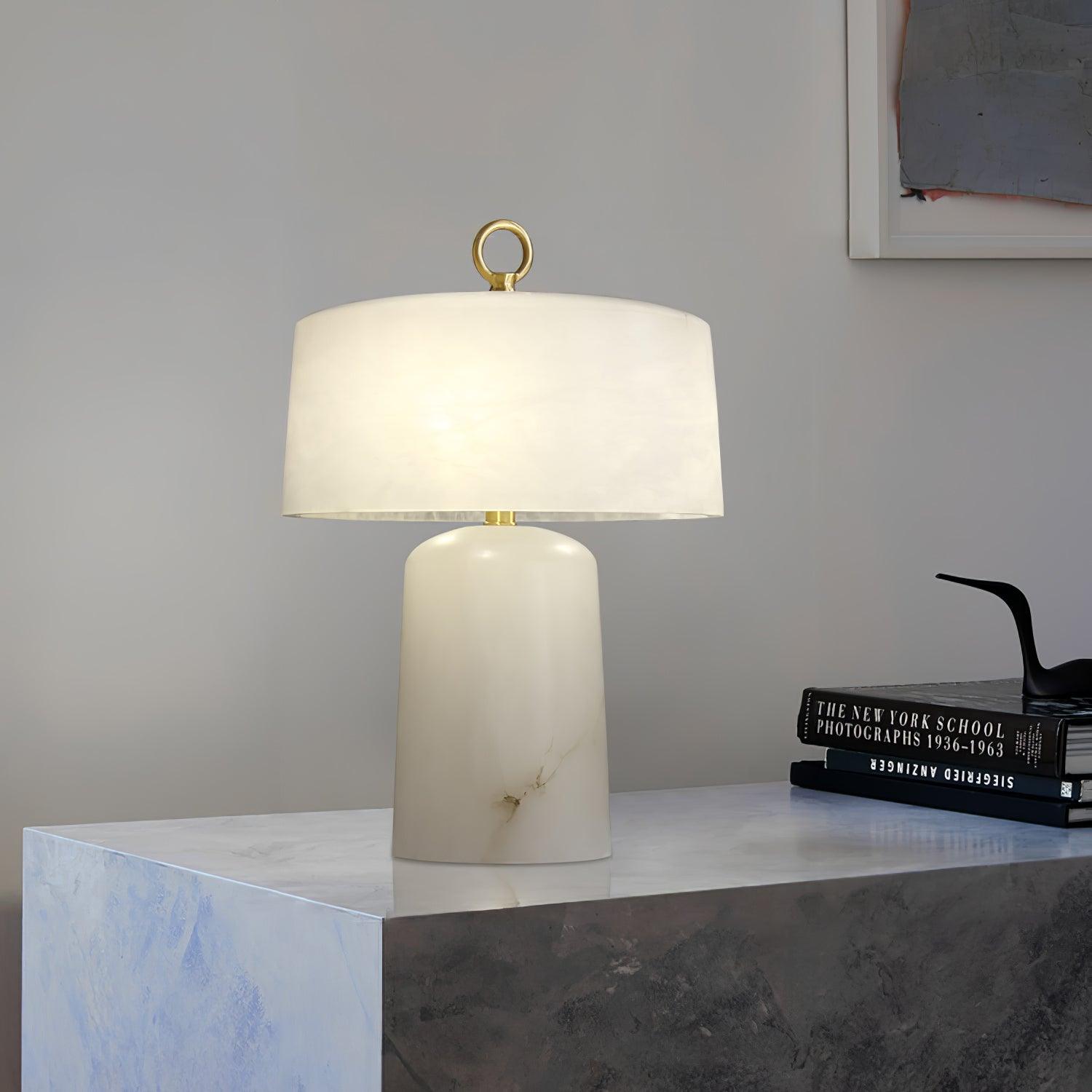 Vintage Marble and Brass Table Lamp for Luxury Bedside and Living Room Lighting
