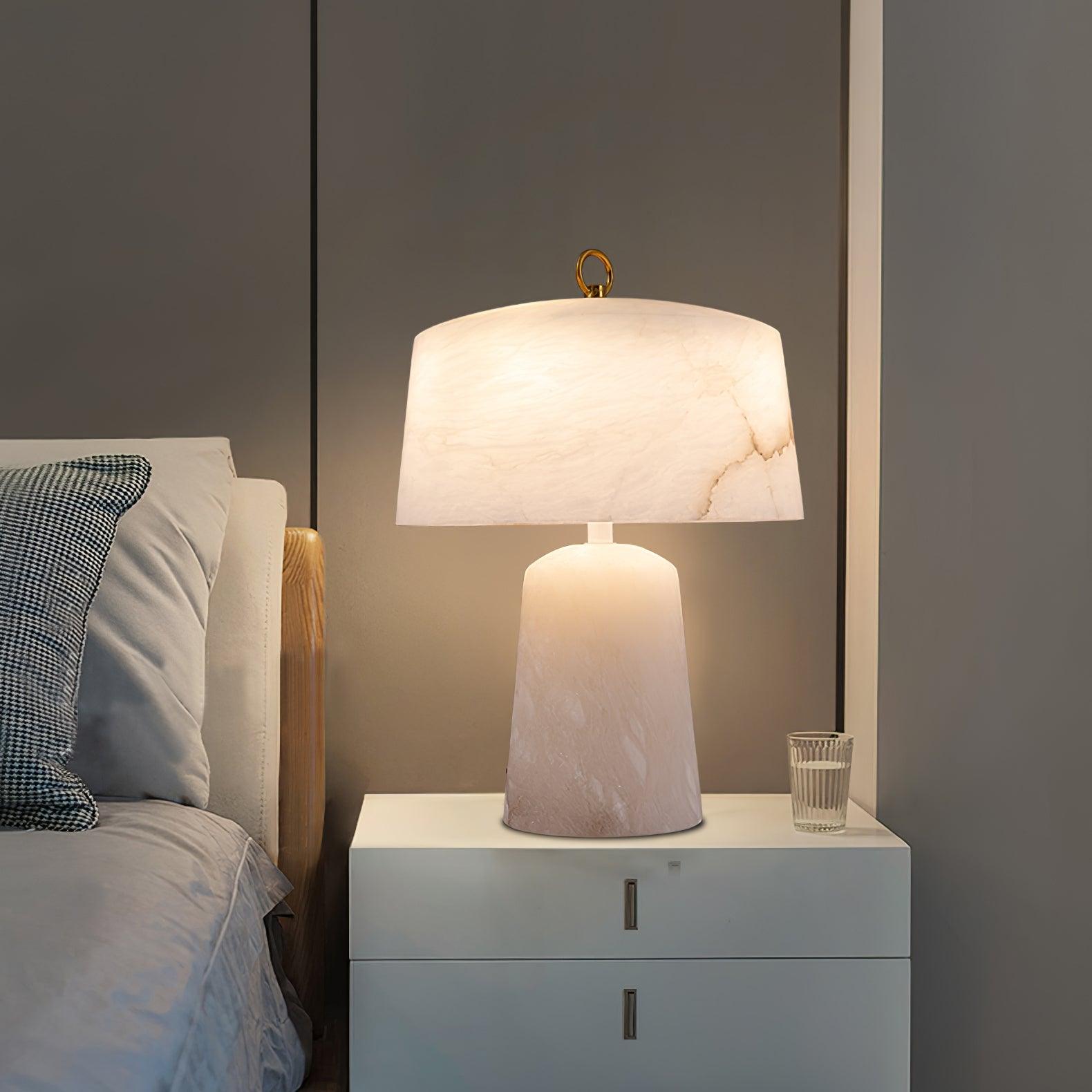 Vintage Marble and Brass Table Lamp for Luxury Bedside and Living Room Lighting