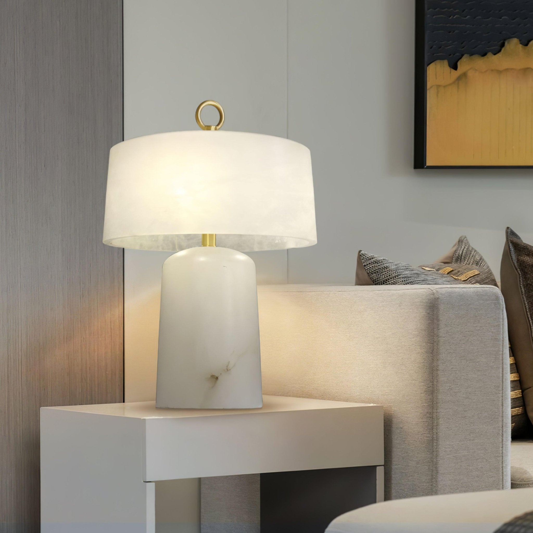 Vintage Marble and Brass Table Lamp for Luxury Bedside and Living Room Lighting