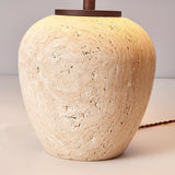 Modern Natural Yellow Travertine Table Lamp with White Fabric Shade for Bedroom and Living Room