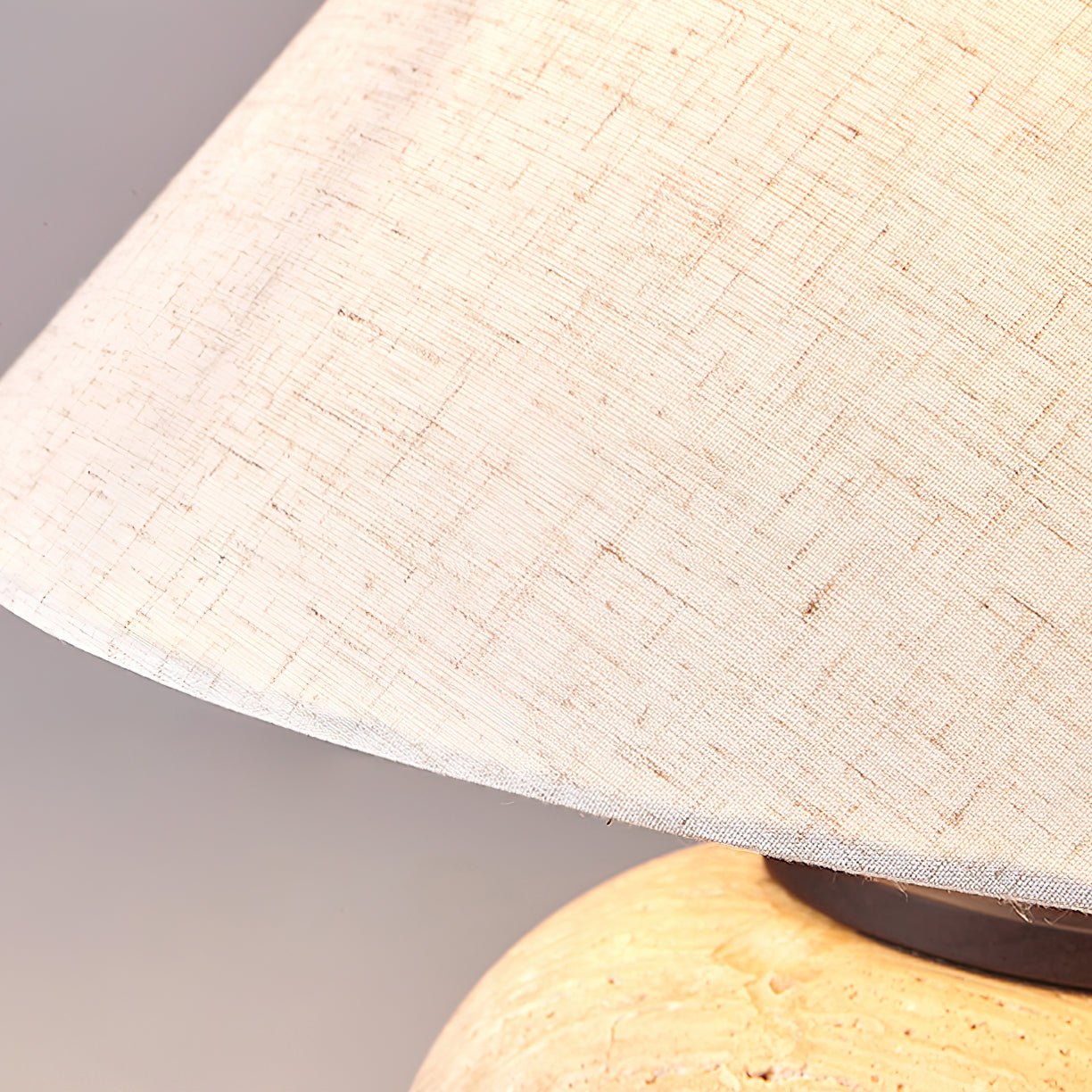 Modern Natural Yellow Travertine Table Lamp with White Fabric Shade for Bedroom and Living Room