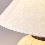 Modern Natural Yellow Travertine Table Lamp with White Fabric Shade for Bedroom and Living Room