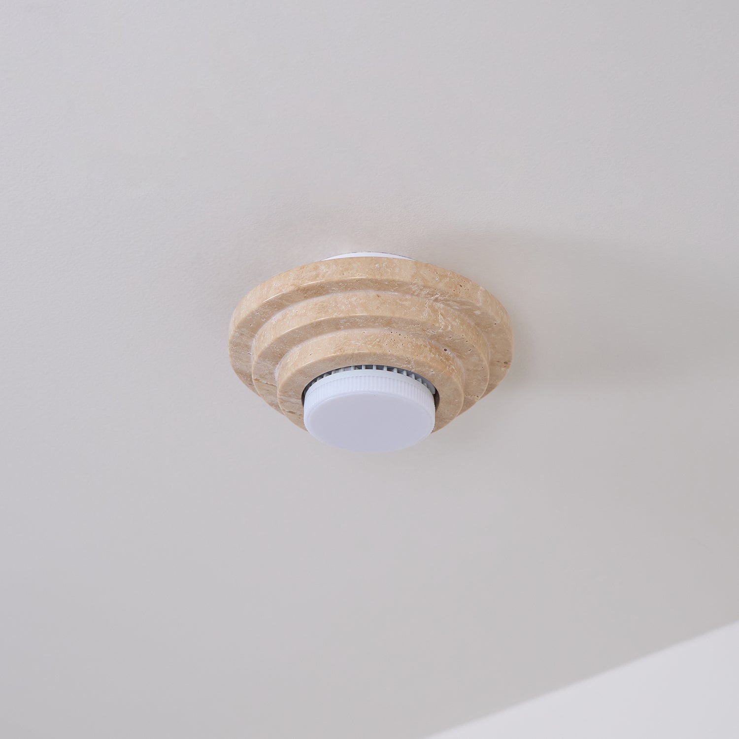 Modern Yellow Travertine Aperture Flush Mount Ceiling Light for Elegant Home Interiors