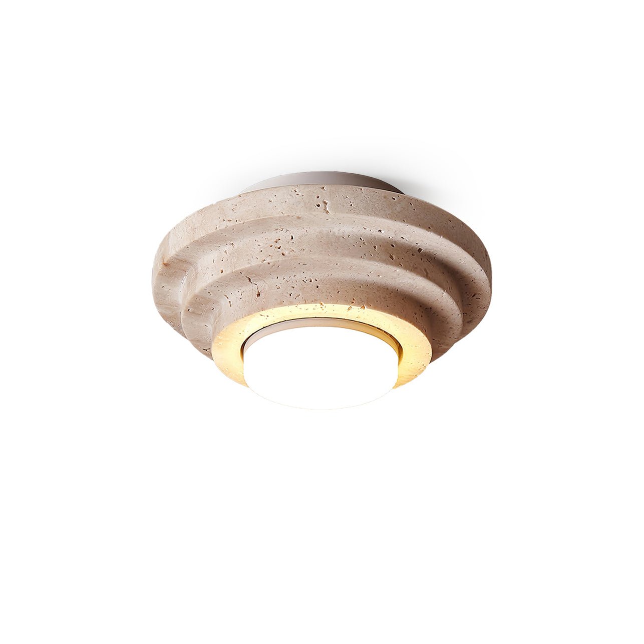 Modern Yellow Travertine Aperture Flush Mount Ceiling Light for Elegant Home Interiors