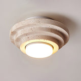 Modern Yellow Travertine Aperture Flush Mount Ceiling Light for Elegant Home Interiors