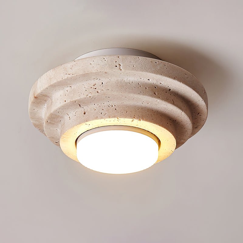 Modern Yellow Travertine Aperture Flush Mount Ceiling Light for Elegant Home Interiors