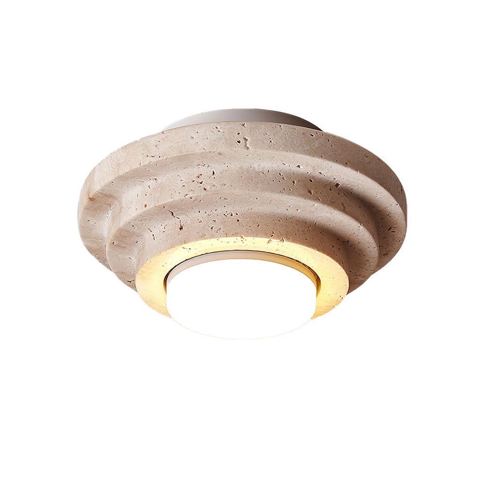 Modern Yellow Travertine Aperture Flush Mount Ceiling Light for Elegant Home Interiors