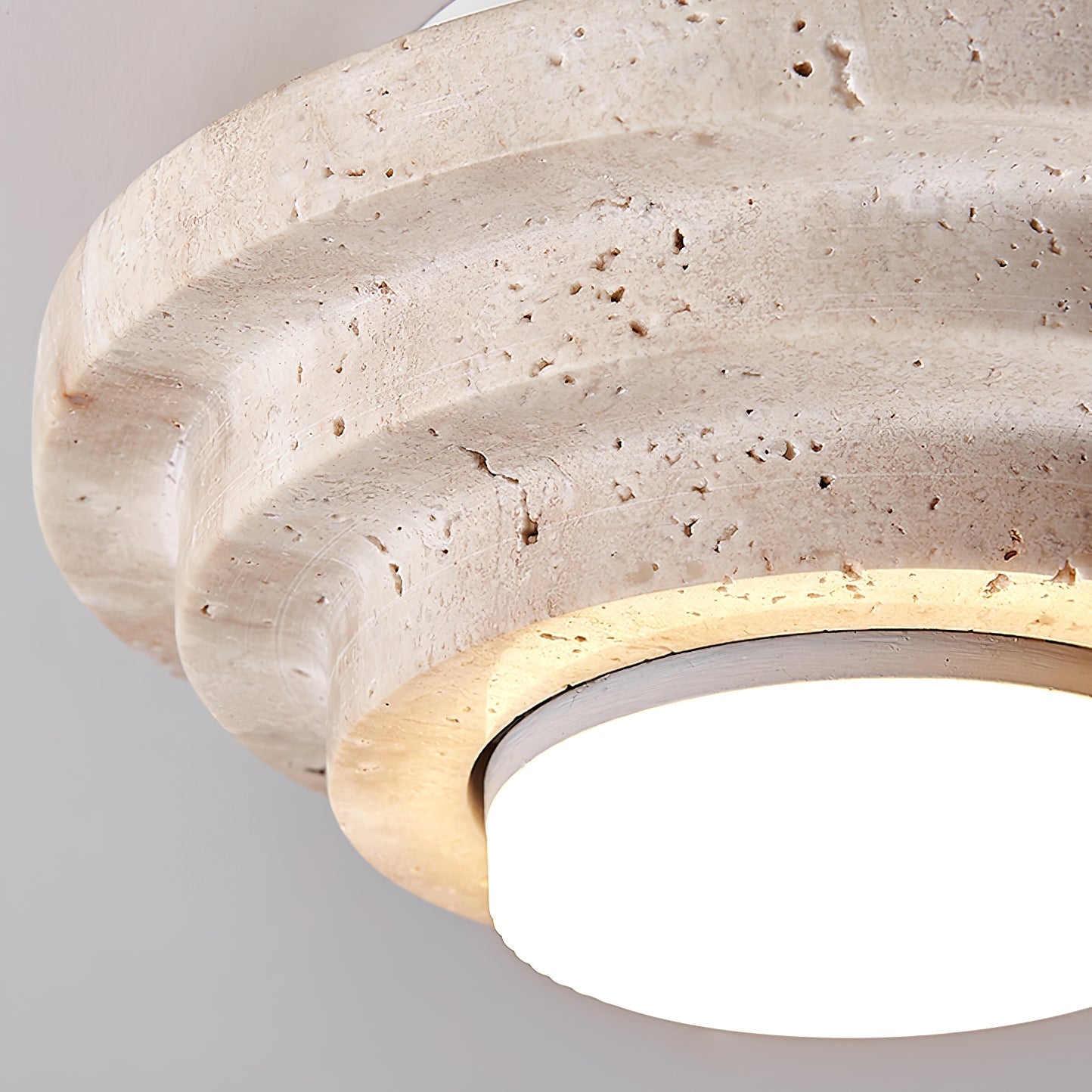 Modern Yellow Travertine Aperture Flush Mount Ceiling Light for Elegant Home Interiors