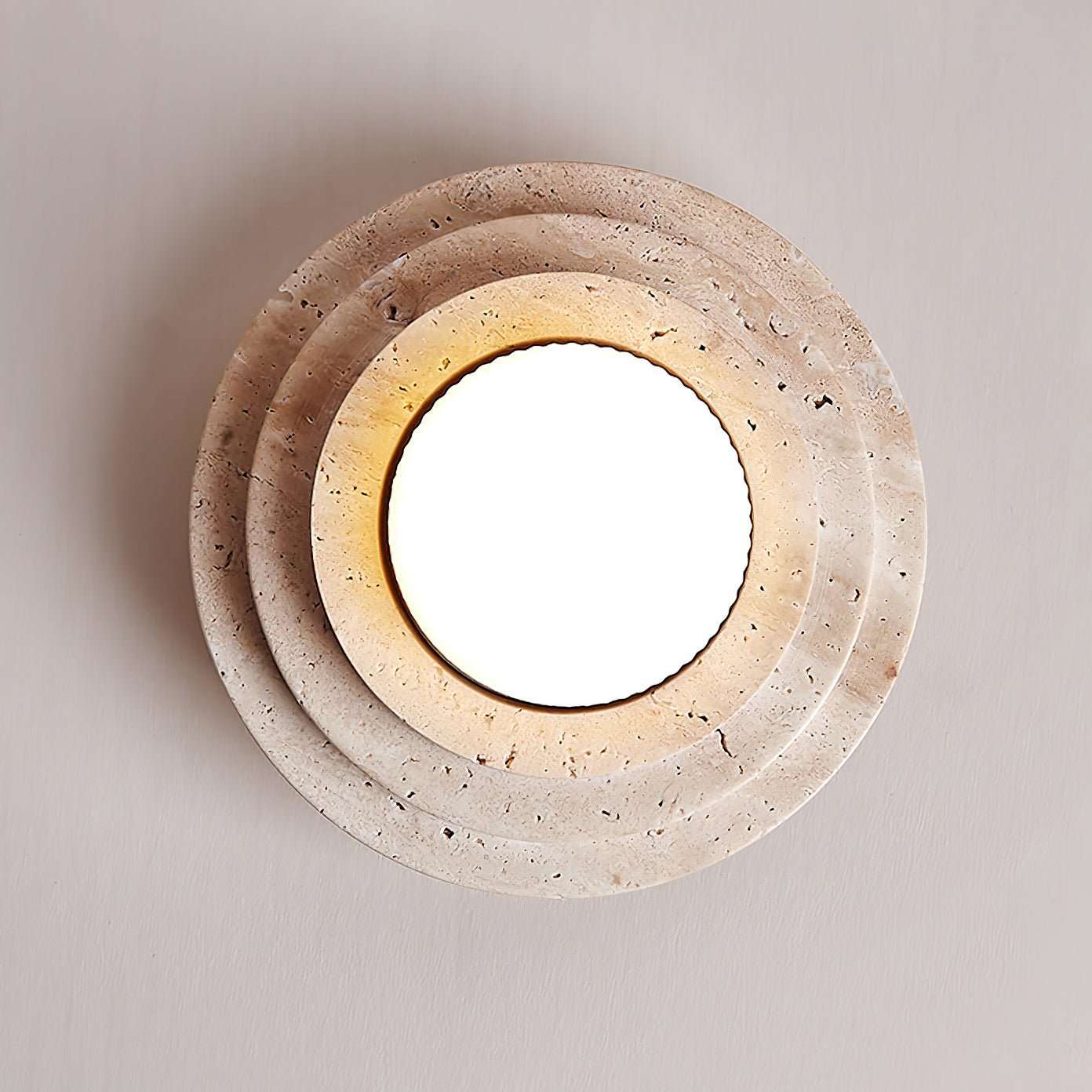 Modern Yellow Travertine Aperture Flush Mount Ceiling Light for Elegant Home Interiors