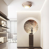 Modern Yellow Travertine Aperture Flush Mount Ceiling Light for Elegant Home Interiors