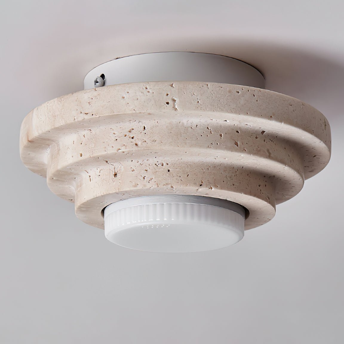 Modern Yellow Travertine Aperture Flush Mount Ceiling Light for Elegant Home Interiors