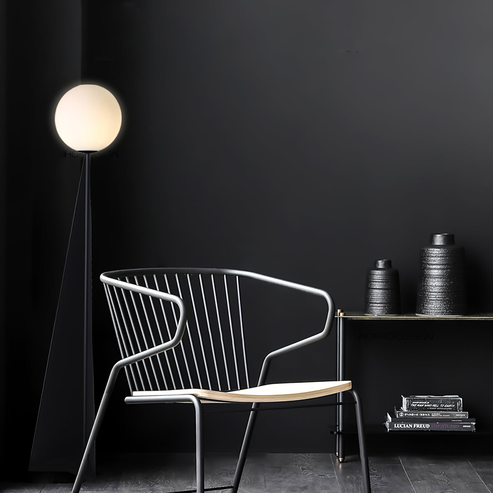 Modern Geometric Apex Sphere Floor Lamp with Tapered Base for Living Room Office