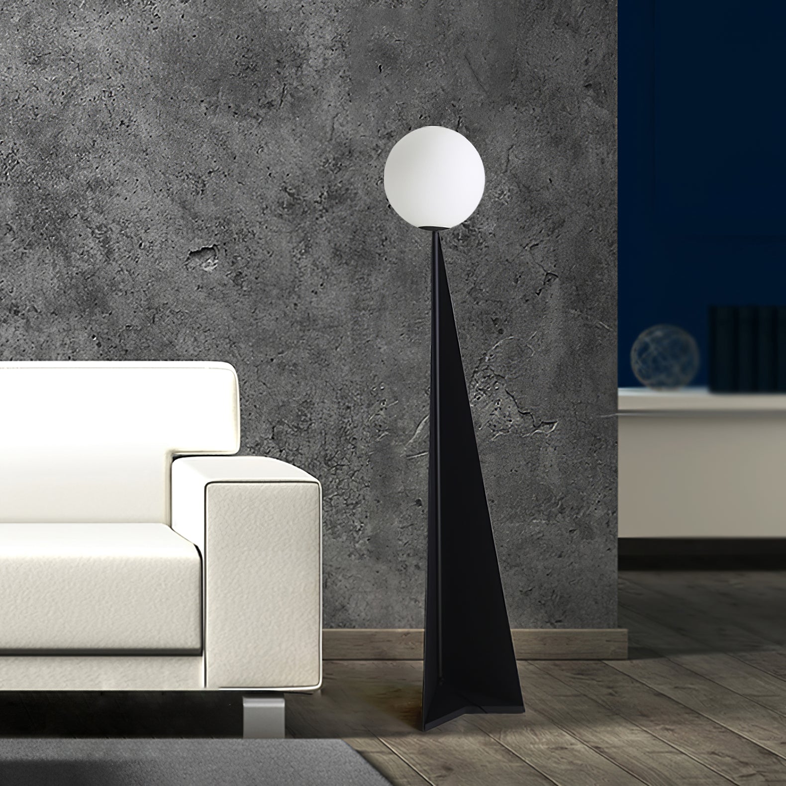 Modern Geometric Apex Sphere Floor Lamp with Tapered Base for Living Room Office