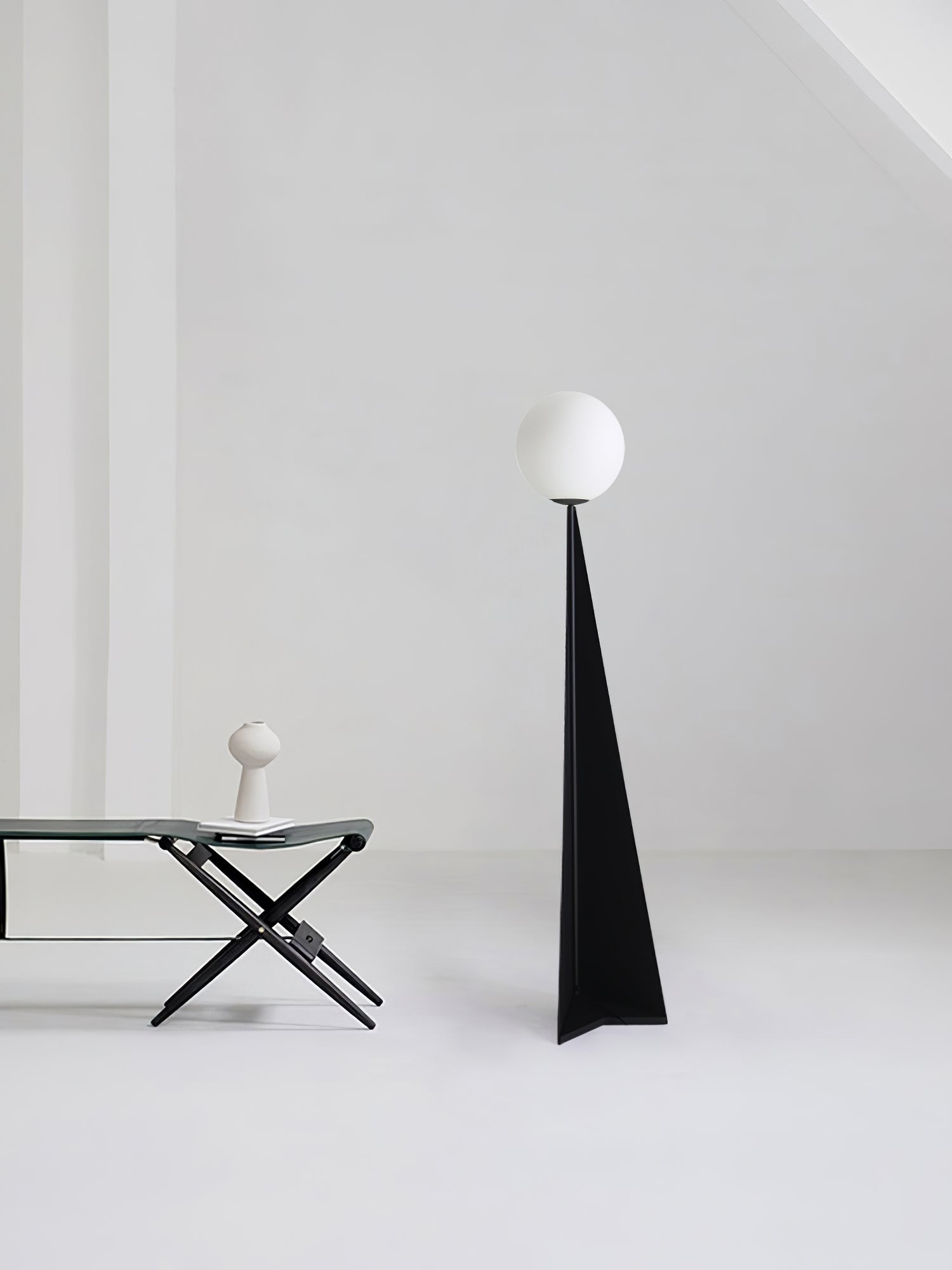 Modern Geometric Apex Sphere Floor Lamp with Tapered Base for Living Room Office