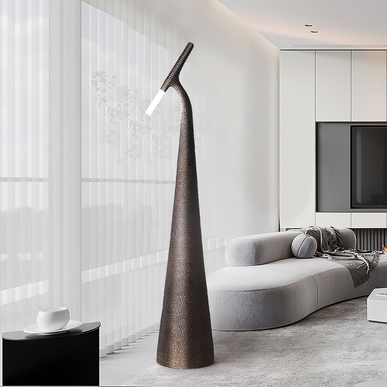 Modern Apex Texture Ambient LED Floor Lamp for Elegant Home and Office Lighting