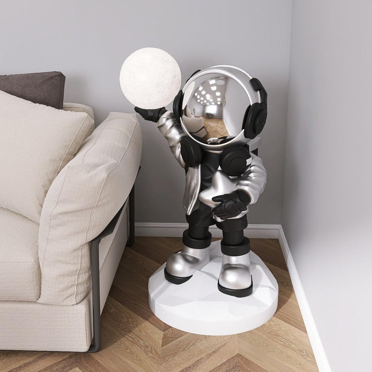 Apollo Astronaut Resin Standing Lamp with Integrated LED and Rechargeable Battery